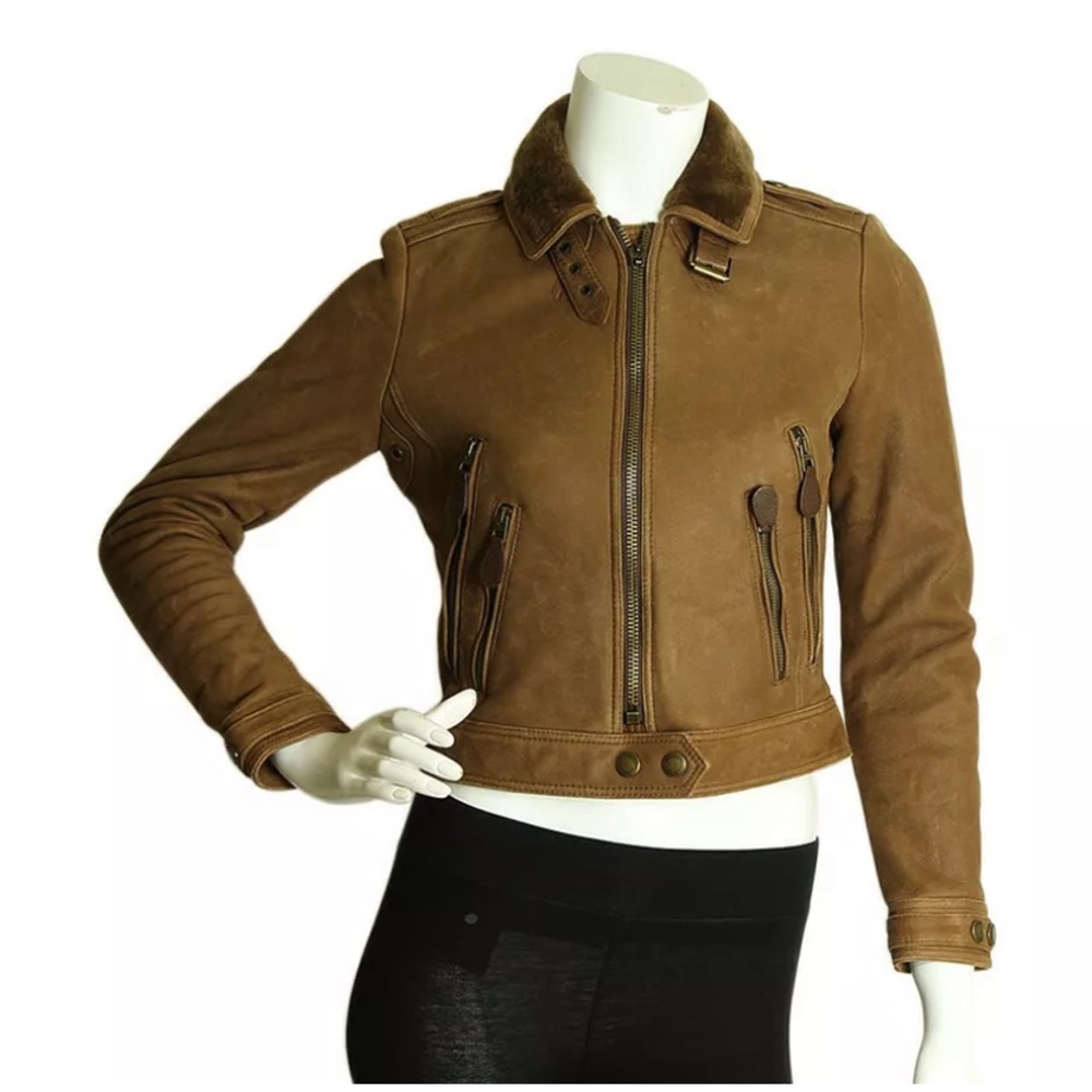 Burberry Brit shearling brown aviator coat 12-14 looking to buy.